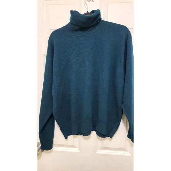James Pringle Teal Unisex Lambswool Turtleneck Sweater Made In Scotland Size XL - Picture 2 of 6